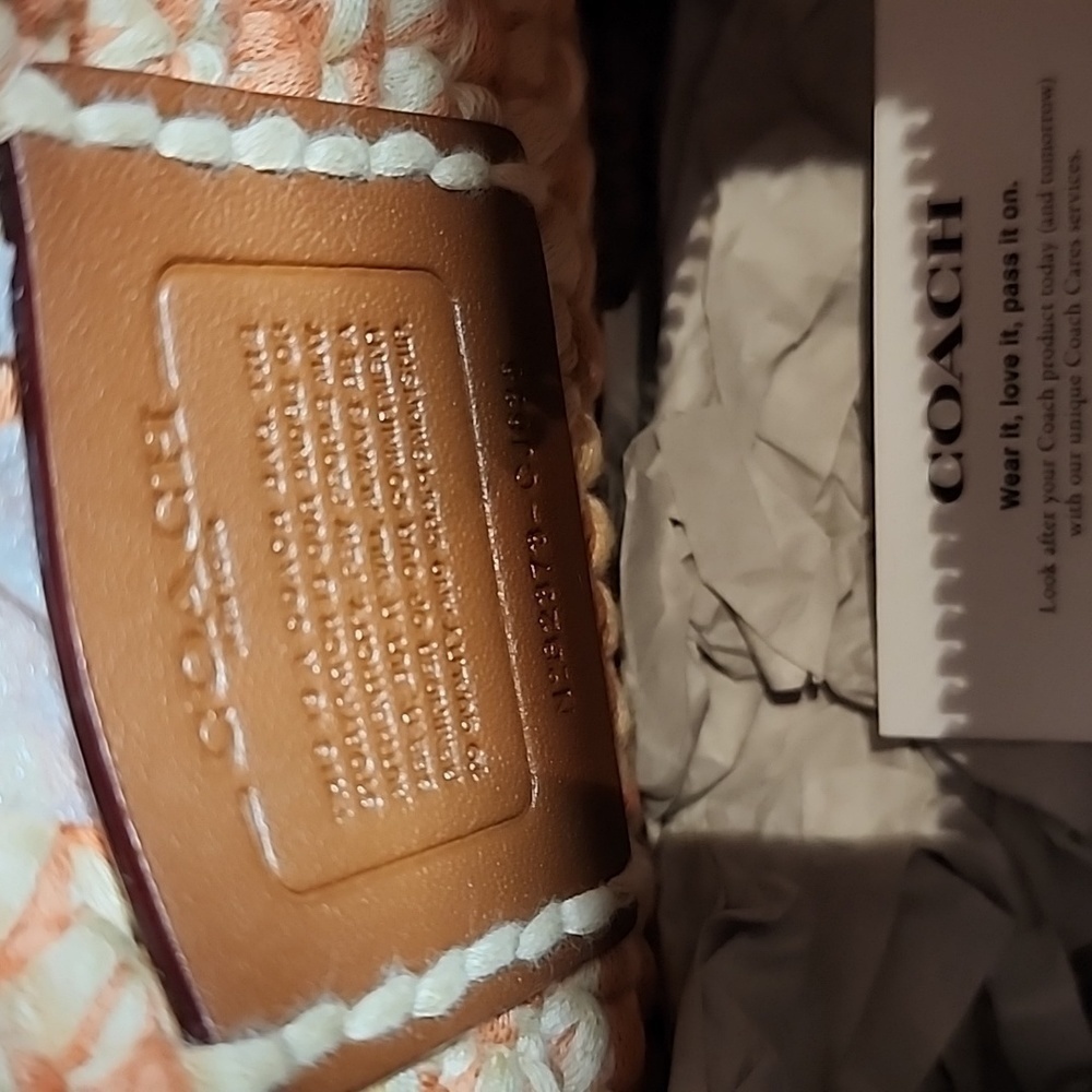 Coach Orange and Cream Woven Straw Tote - Picture 11 of 16